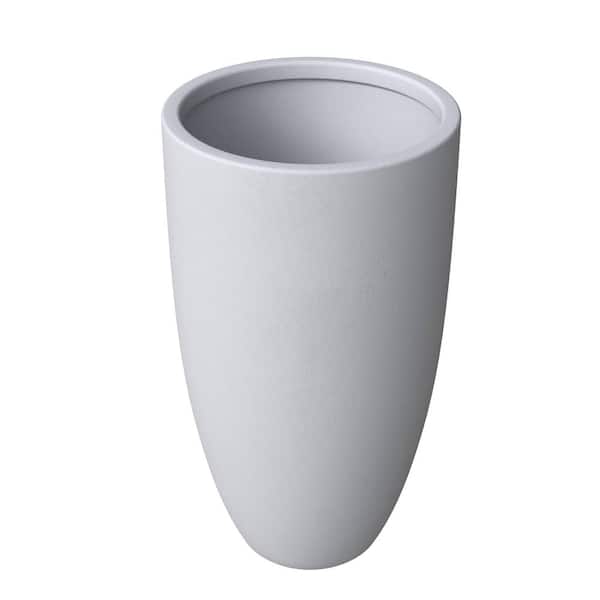 Leisuremod Crete Fiberstone and Clay Tapered Round Planter Pot with Drainage Holes in Aged Concrete, 39 in. H