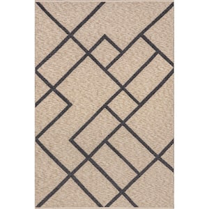Bronte Geometric Reversible Wool Blend Dark Gray 5 ft. x 8 ft. Area Rug