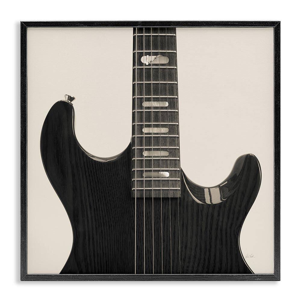 Black Electric Guitar by Deborah Revell Black Framed Music Giclee Art Print 17 in. x 17 in. price history on PriceWatchPro