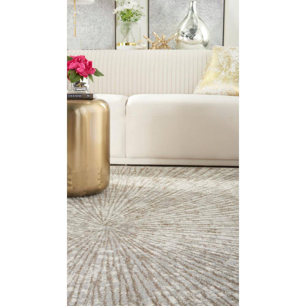 Gray and Gold Abstract 8' x 10' Synthetic Area Rug
