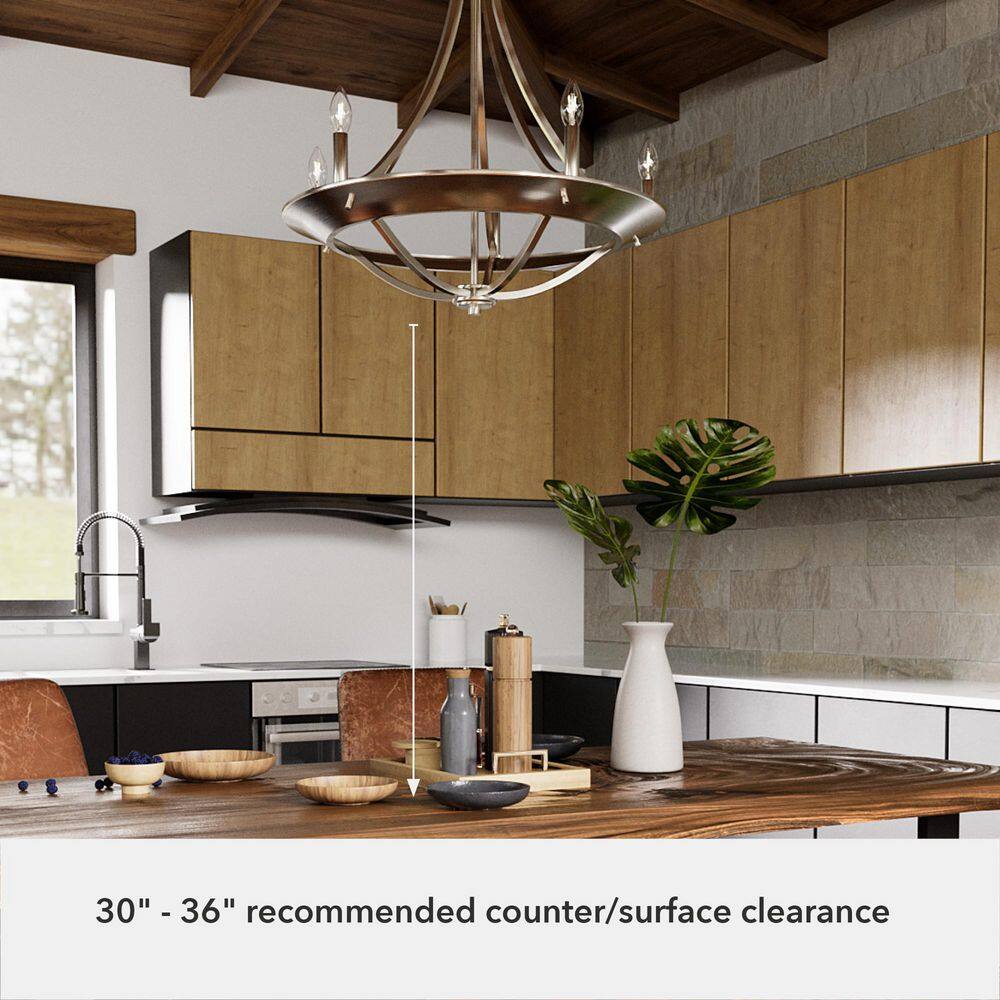 Brushed Nickel 5-Light Modern Rustic Chandelier