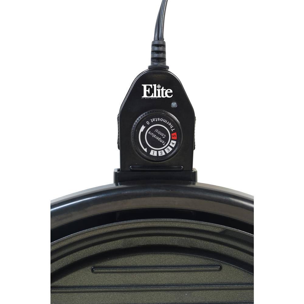 Elite Black Round Aluminum Indoor Electric Grill with Glass Lid