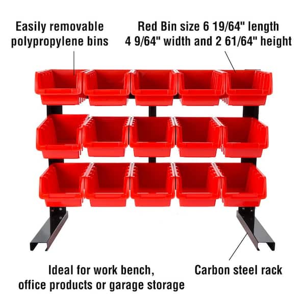Stalwart Small Parts Organizer Tool Box, Red