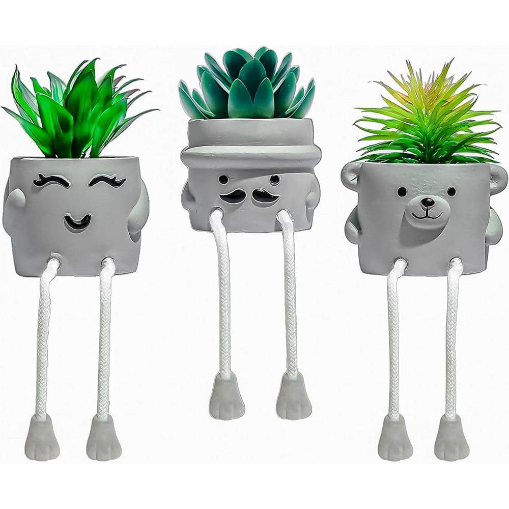 5.5 in. H Green Artificial succulents in pots