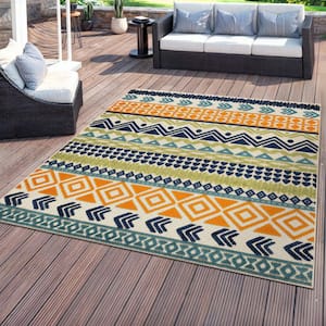 Ronda Contemporary Bohemian Multi 6 ft. 6 in. x 6 ft. 6 in. Square Indoor/Outdoor Area Rug