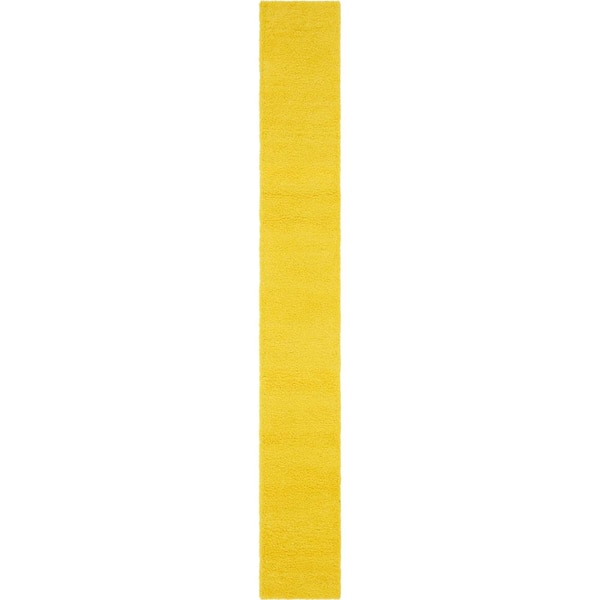 Solid Shag Collection Area Rug (2 ft. 7 in. x 19 ft. 8 in. Runner Tuscan Sun Yellow)