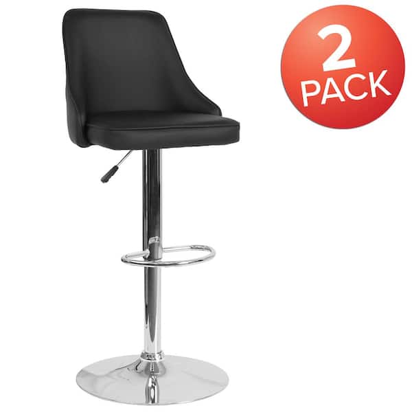 Carnegy Avenue 44.25 in. Black Leather Bar Stool (Set of 2)