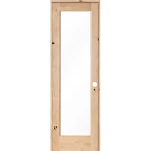 28 in. x 96 in. Rustic Knotty Alder 1-Lite with Solid Core Left-Hand Wood Single Prehung Interior Door