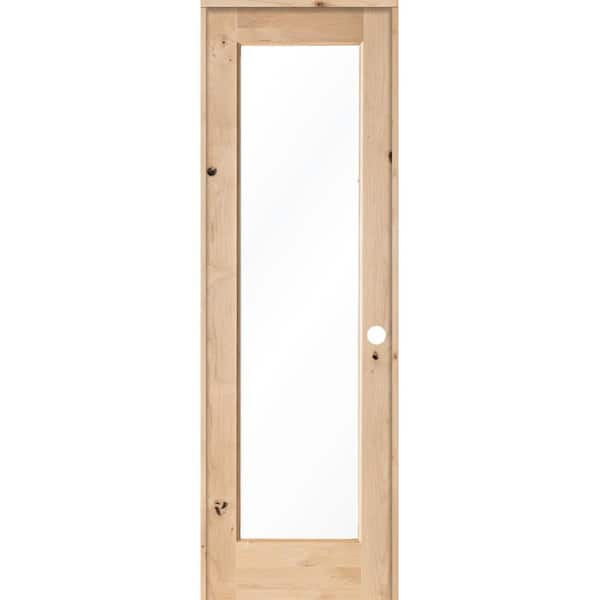 Krosswood Doors 28 in. x 96 in. Rustic Knotty Alder 1-Lite with Solid Core Left-Hand Wood Single Prehung Interior Door