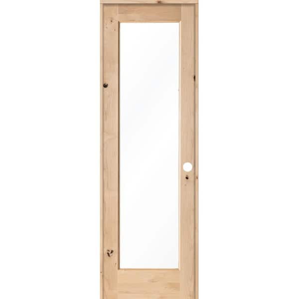 Krosswood Doors 30 in. x 96 in. Rustic Knotty Alder 1-Lite with Solid Core Left-Hand Wood Single Prehung Interior Door