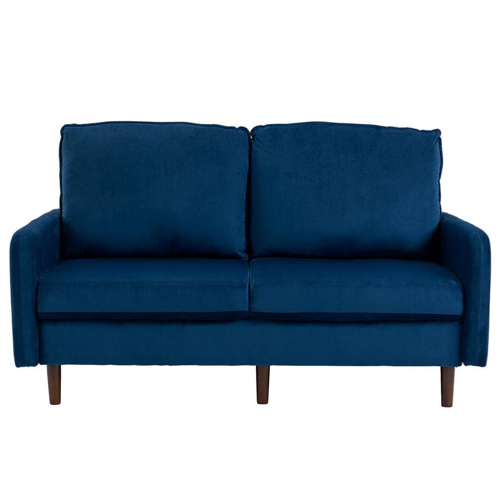 Uixe 56.90 in. Navy Blue Velvet Upholstered 2Seater Loveseat Sofa with