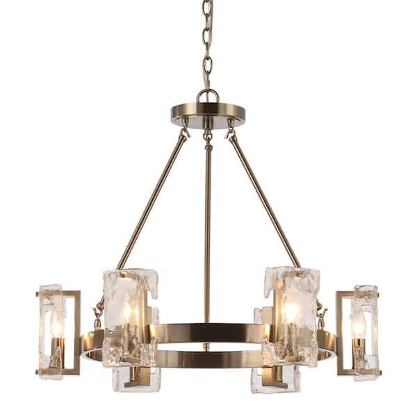 Parrot Uncle 6-Light Vintage Gold Chandelier with Glass Shades
