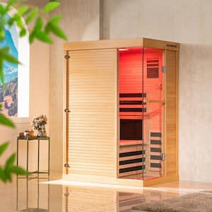 1-Person Outdoor Canadian Hemlock Infrared Sauna with Adjustable Temperature