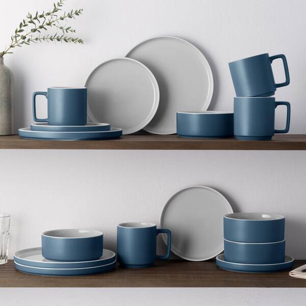 Noritake ColorTrio Blue 16-Piece (Blue) Porcelain Stax Dinnerware