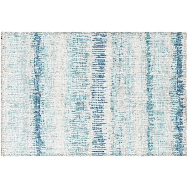 Rylee Blue 1 ft. 8 in. x 2 ft. 6 in. Geometric Indoor/Outdoor Area Rug