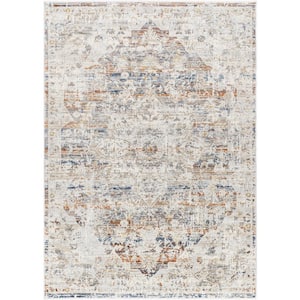 Edmonton Gray/Burnt Orange Medallion 5 ft. x 7 ft. Indoor Area Rug