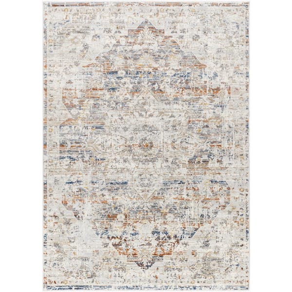 Edmonton Gray/Burnt Orange Medallion 8 ft. x 10 ft. Indoor Area Rug