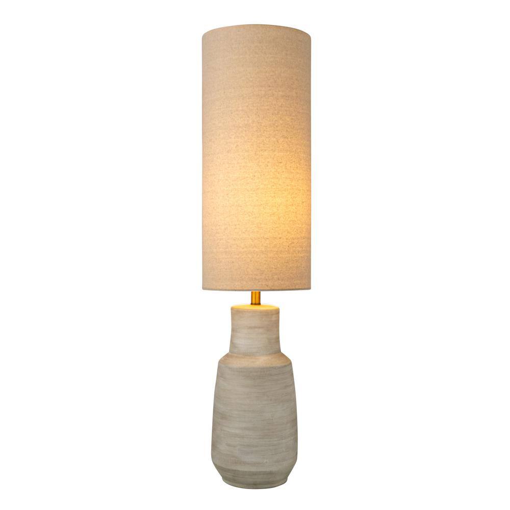 Gray Ceramic Bottle-Shaped Floor Lamp with Linen Tube Shade
