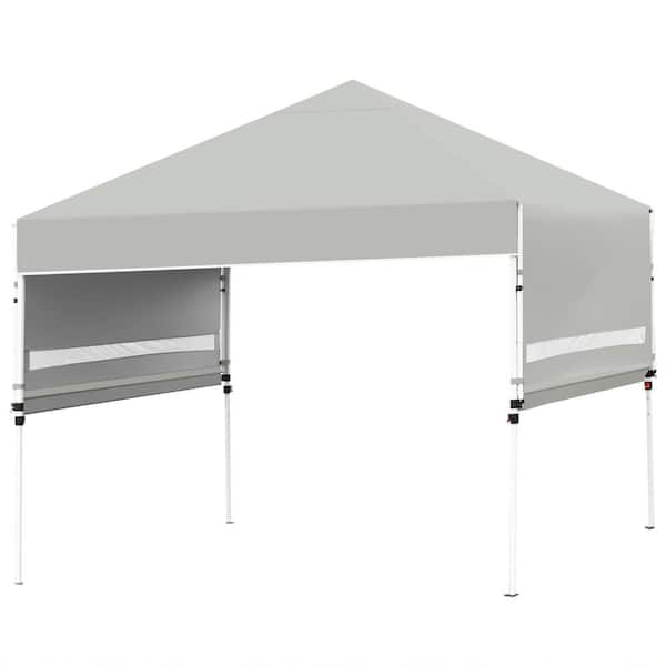 HONEY JOY 10 ft. x 17 ft. Pop up Canopy 3 Height Adjustment Folding Tent with Roller Bag Grey