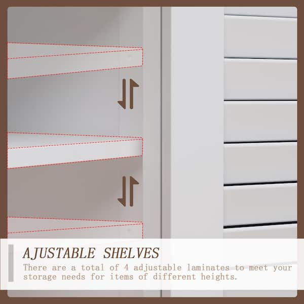 Modern Entryway White Shoe Storage Narrow Shoe Cabinet with 2 Flip Doo