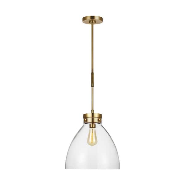 Generation Lighting Garrett 1-Light Burnished Brass Pendant with Clear Glass Shade