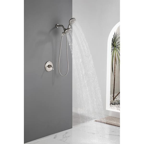 YONKI SUNSHIN INC Single Handle 2-Spray Patterns 2 Showerheads Shower Faucet Set 1.8 GPM with High Pressure Hand Shower in Chrome