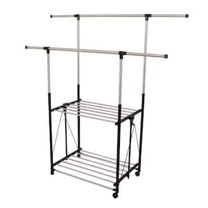 Stainless Steel Collapsible Double-Bar Garment Rack