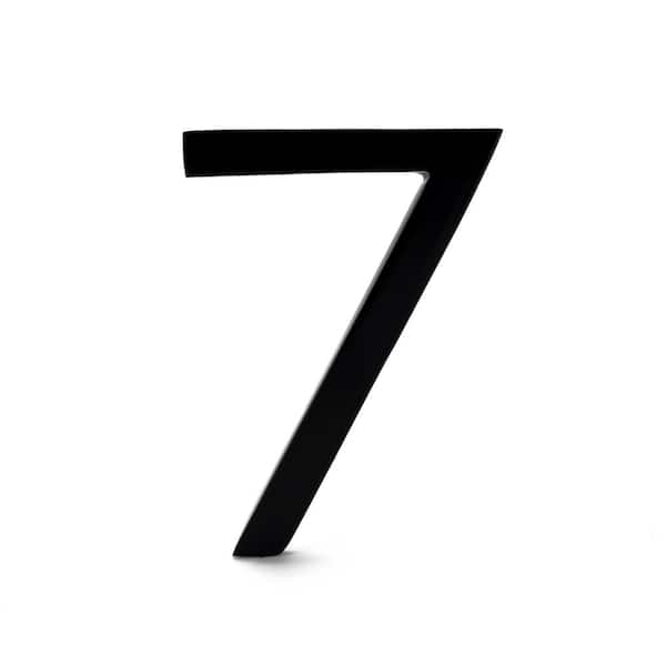 6 in. Black Aluminum Floating or Flat Modern House Number 7
