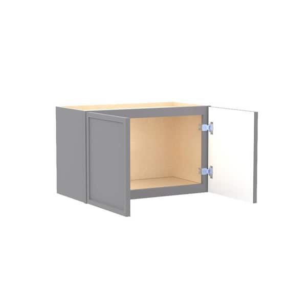 Home Decorators Collection Franklin 24 in. W x 12 in. D x 15 in. H Assembled Plywood Wall Bridge Kitchen Cabinet in Veiled Gray with Soft Close