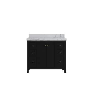 Chicago 42 in. W x 22 in. D x 36 in. H Single Sink Bath Vanity in Black with 2 in. Venatino Qt. Top