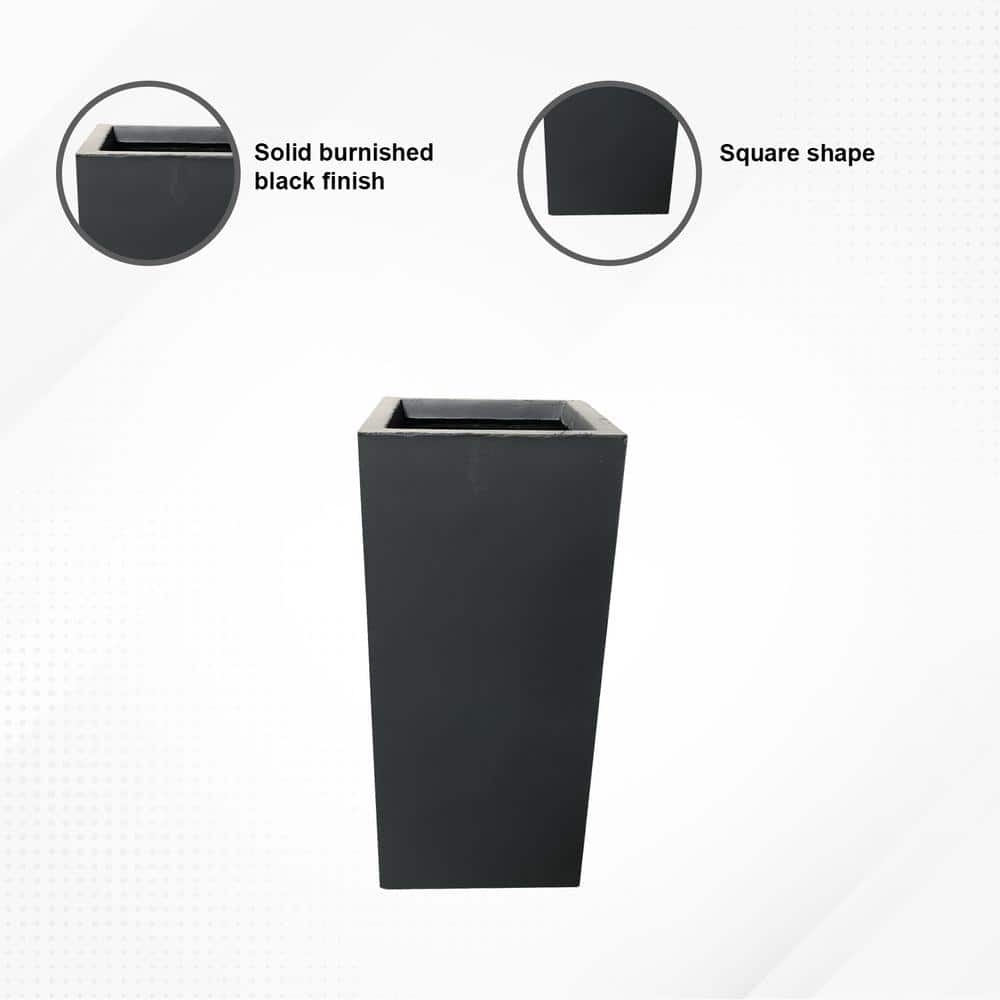 Kante 24" Tall Charcoal Lightweight Concrete Rectangular Planter