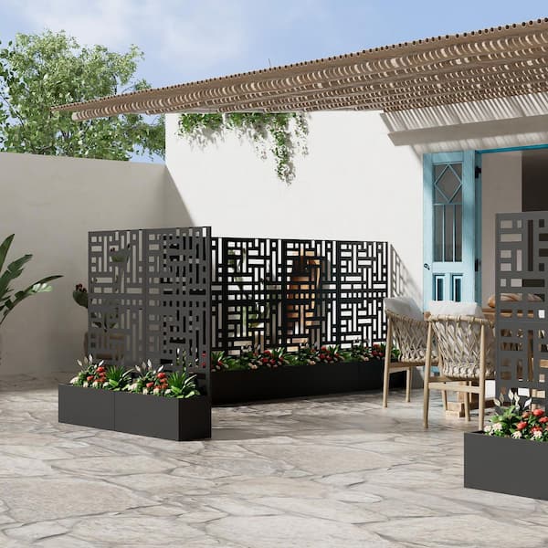 Dovelina 59 in. x 11 in. x 30 in. Black Metal Iron Raised