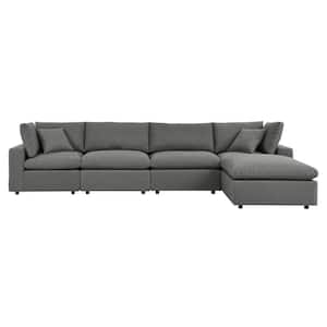 Commix 5-Piece Aluminum Outdoor Patio Sectional Sofa with Charcoal Cushions