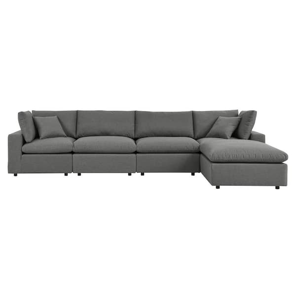 MODWAY Commix 5-Piece Aluminum Outdoor Patio Sectional Sofa with ...