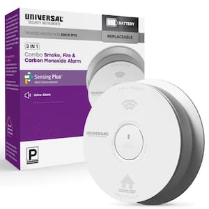 3-Year Replaceable Battery Combination Smoke and Carbon Monoxide Detector with Voice Alarm and LED Warning Light