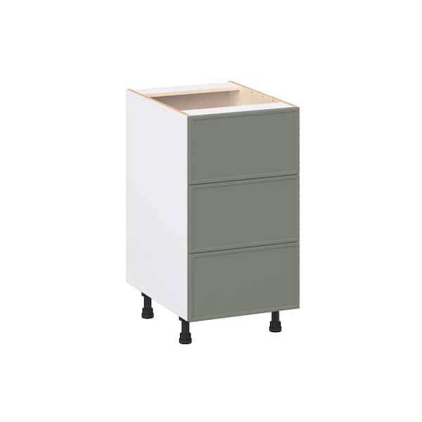 Fairview 18 in. W x 24 in. D x 34.5 in. H Assembled Slim Shaker Drawer Base Kitchen Cabinet in Moss Green with 3-Drawers