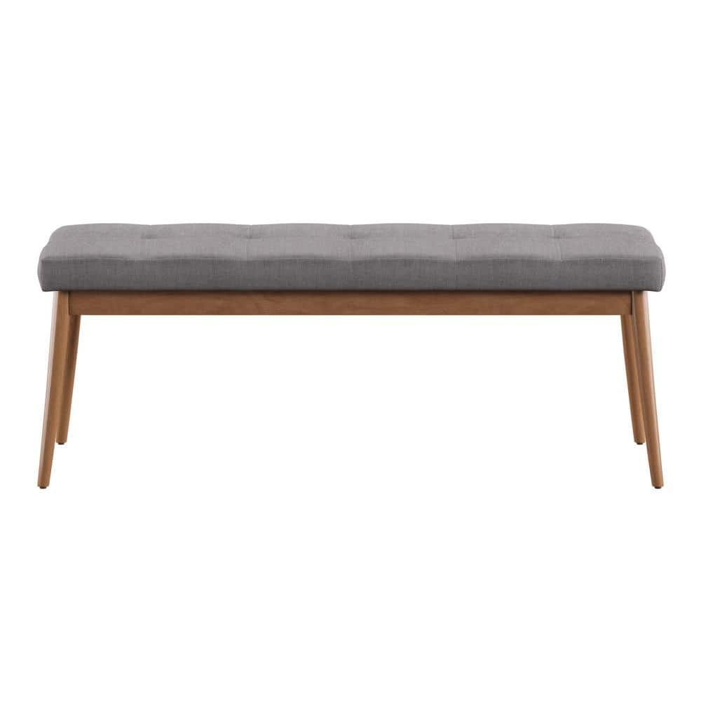 HomeSullivan Gray Angled Leg Linen Dining Bench (48 in. W x 16 in. D x ...