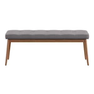 Gray Angled Leg Linen Dining Bench (48 in. W x 16 in. D x 18.5 in. H)