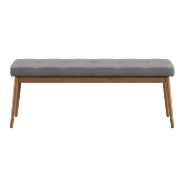 HomeSullivan Gray Angled Leg Linen Dining Bench (48 in. W x 16 in. D x 18.5 in. H)