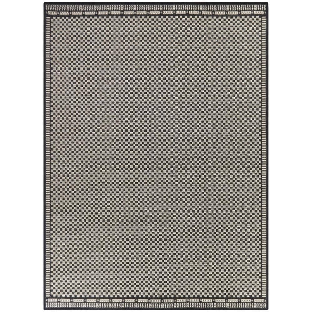 Charcoal and Beige Flat Woven Synthetic Rectangular Rug