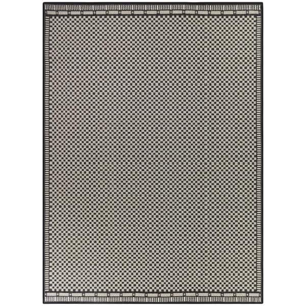 Elmer Charcoal 5 ft. x 7 ft. Checkered Indoor/Outdoor Area Rug