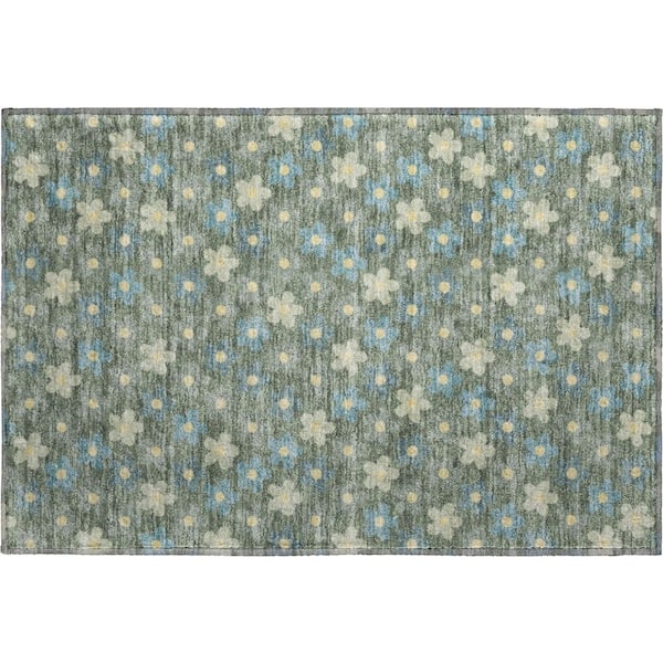 Mayfield Premium Machine Washable Abstract AMF2569 Basil 2 ft. x 3 ft. Accent Rug