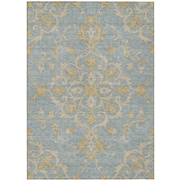 Chantille Machine Washable Indoor/Outdoor Abstract ACN2964 Spa 8 ft. x 10 ft. Area Rug