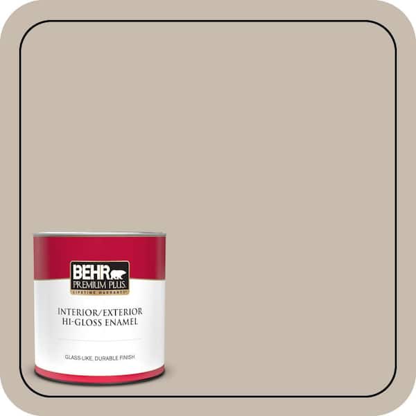 BEHR PREMIUM PLUS 1 qt. #ECC-44-1 Barley Field Hi-Gloss Enamel Interior/Exterior Paint & Primer