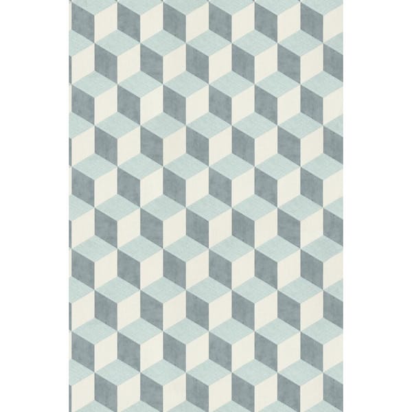 Walls Republic Bold 3 Dimensional Cube Blue Grey Paper Strippable Roll (Covers 57 sq. ft.)