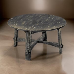 36 in. Black Round Wood Coffee Table