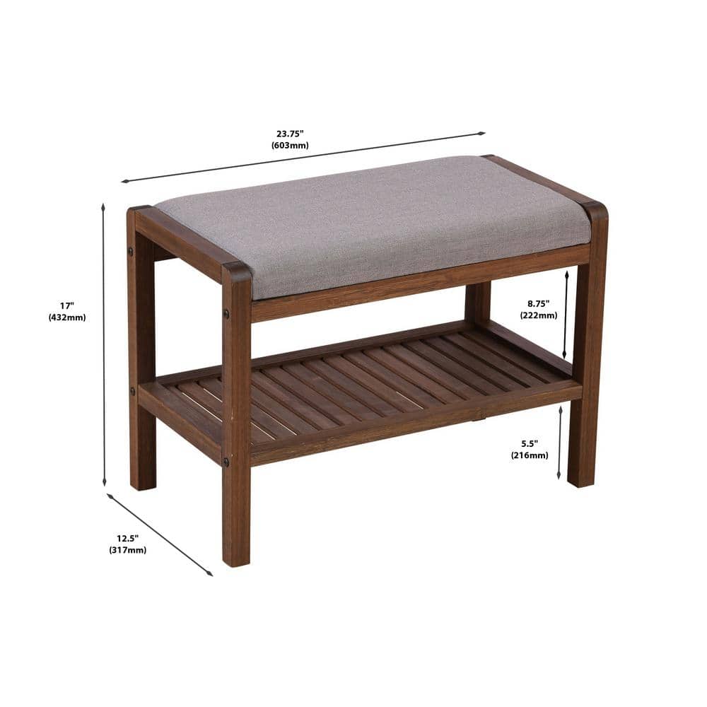 Eco-Friendly Mahogany Bamboo Padded Storage Bench