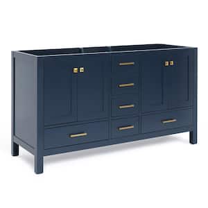 Cambridge 60 in. W x 21.5 in. D x 34.5 in. H Double Freestanding Bath Vanity Cabinet Only in Midnight Blue