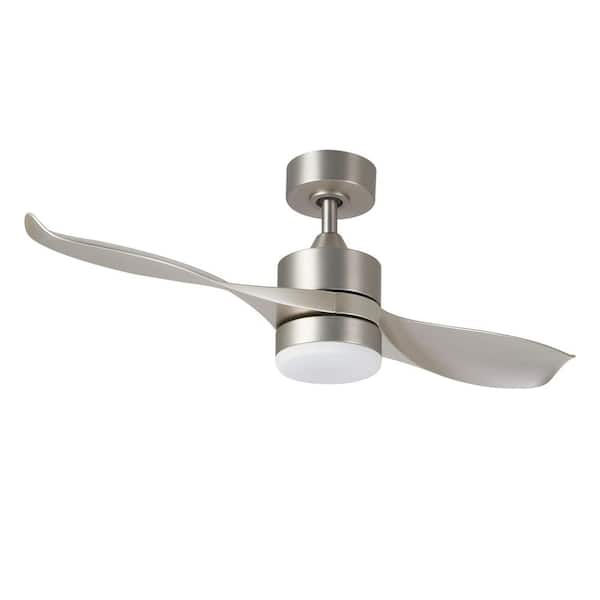 52" Ceiling Fan w/ 2 ABS Blades 3 Speed 3 Color LED Light Kit Brushed Nickel 