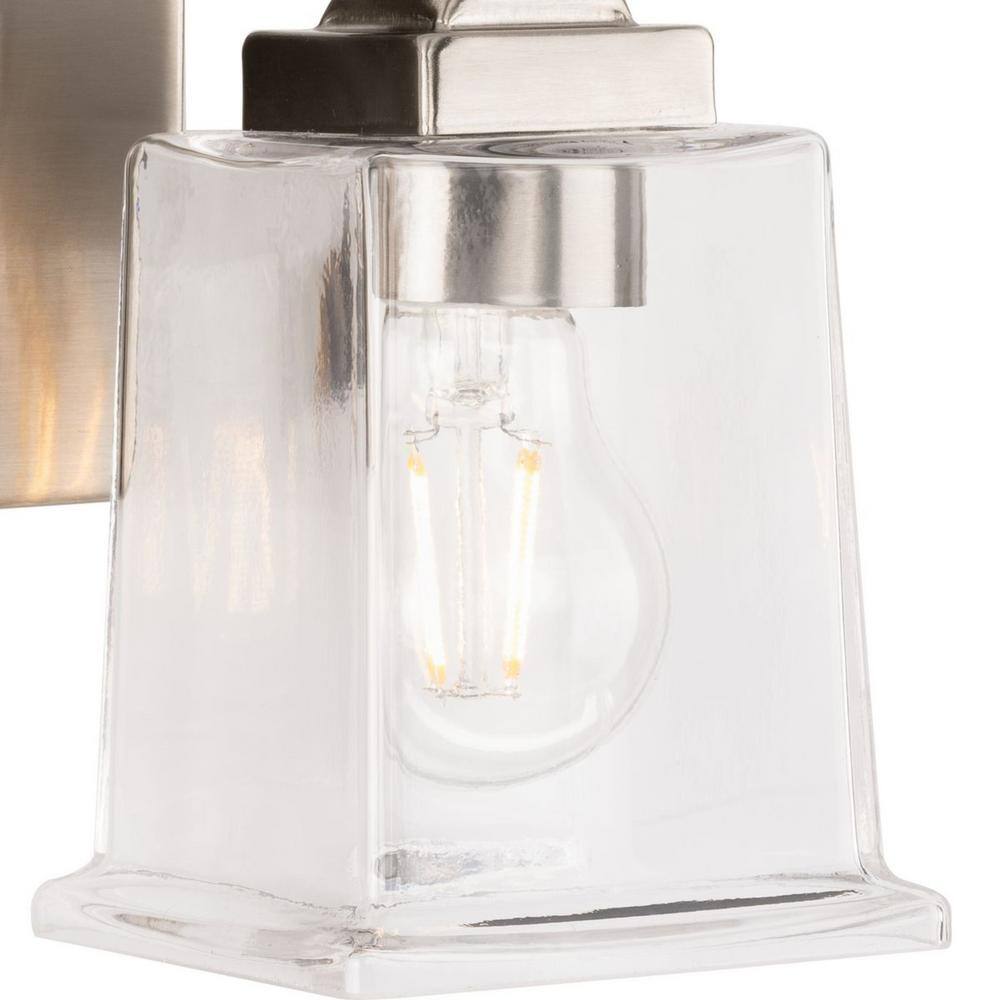 Brushed Nickel 3-Light Vanity with Clear Glass Shades
